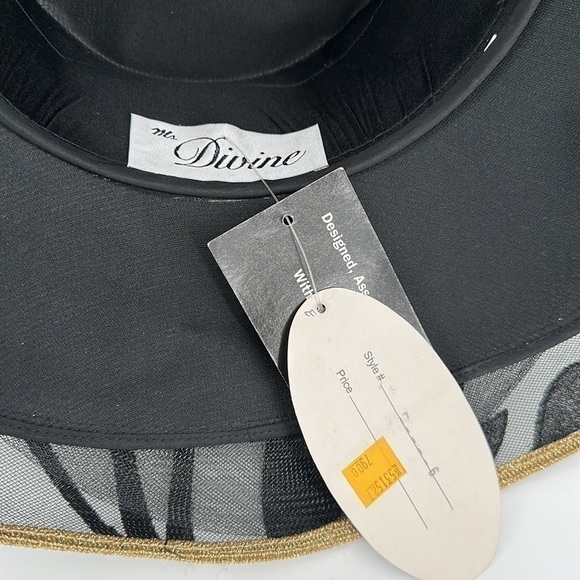 Ms. Divine Gold & Black Brimmed Church Hat NWT